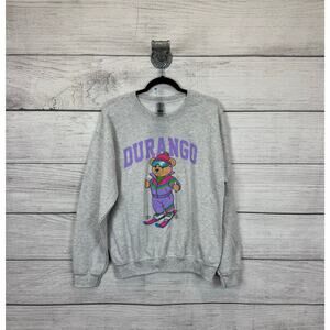 Barefoot Campus Outfitters Durango Colorado Ski Bear Gray Sweatshirt Size Medium